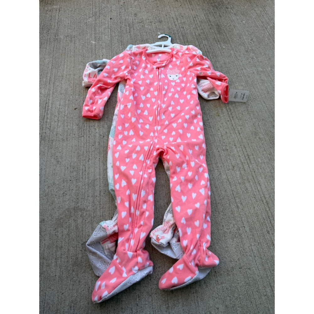 Just One You by Carter's Toddler Girls 4T Fleece Footed Sleepers 2Pk Llama Pink